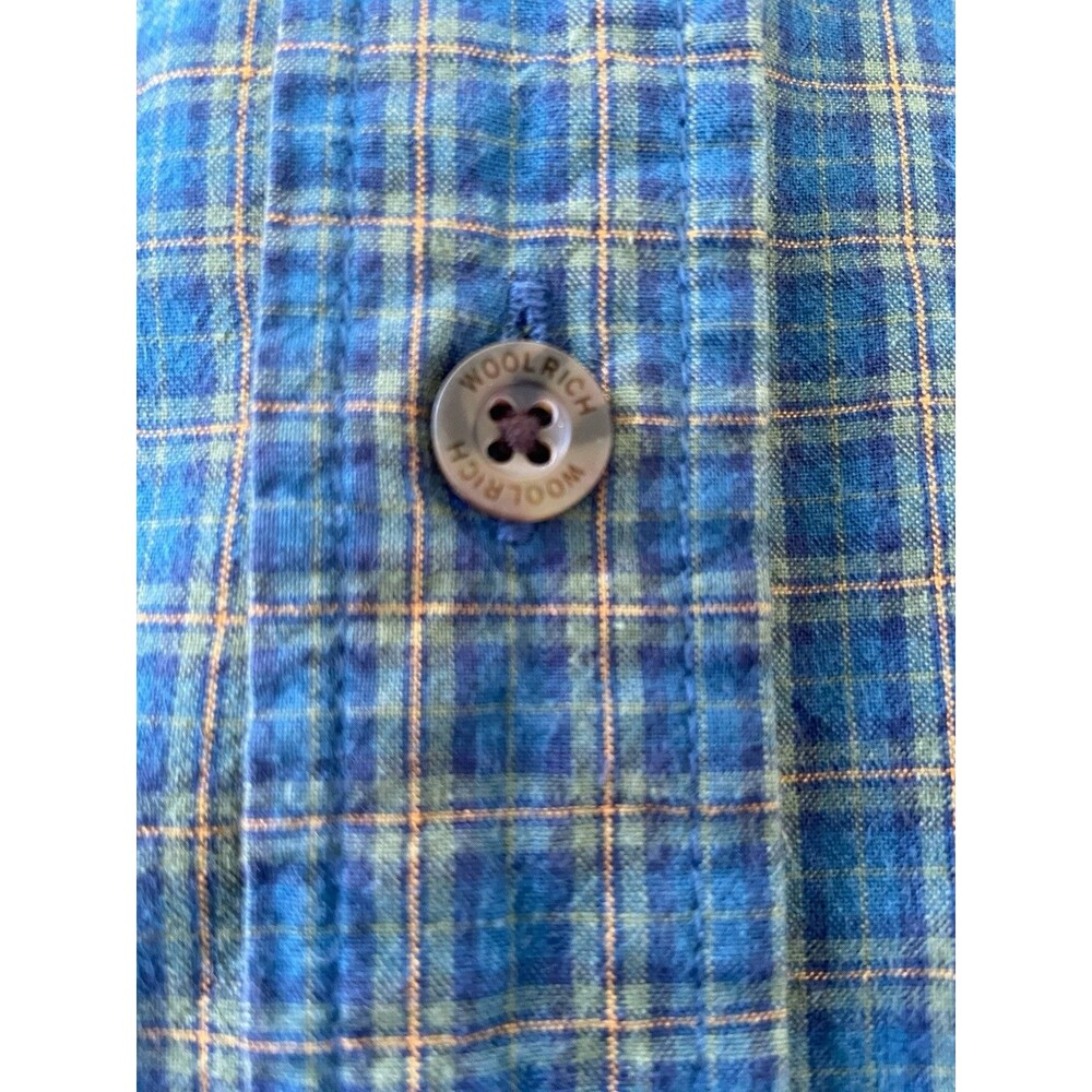 Woolrich Men’s Plaid 100% Cotton Green Long Sleeve Button Down Shirt Size Large - Picture 5 of 13